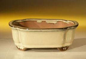 Beige Ceramic Bonsai Pot - Rectangle <br><i>6.125