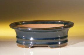 Blue Ceramic Bonsai Pot - Oval <br><i>7.0