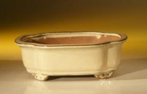 Beige Ceramic Bonsai Pot - Oval<br><i>7.0