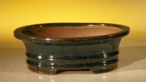 Dark Green Ceramic Bonsai Pot - Oval<br><i>8.0