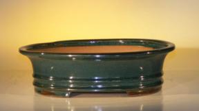 Blue / Green Ceramic Bonsai Pot - Oval <br><i>12.0