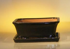 Ceramic Bonsai Pot  With Attached Humidity/Drip tray-Professional Series<BR> Rectangle<br>8.5