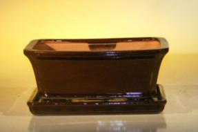 Ceramic Bonsai Pot  With Attached Humidity/Drip tray-Professional Series<BR> Rectangle<br>8.5