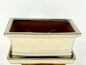 Green Apple Color Ceramic Bonsai Pot - Oval<br>Professional Series with Attached Humidity/Drip tray<br><i>10.75