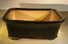 Black Ceramic Bonsai Pot - Rectangle <br>Professional Series <br><i>12.5