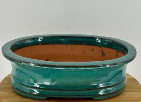 Green Ceramic Bonsai Pot - Oval <br><i>14.0