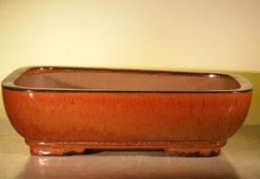 Aztec Orange Ceramic Bonsai Pot - Rectangle <br><i>14.0