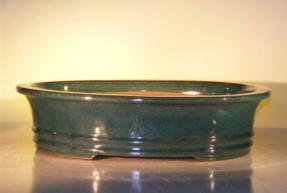 Dark Moss Green Ceramic Bonsai Pot - Oval <br><i>17.5
