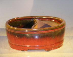 Parisian Red Ceramic Bonsai Pot<br>Land/Water Divider<br><i>10