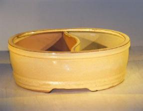 Beige Ceramic Bonsai Pot - <br>Land/Water Divider <br><i>10