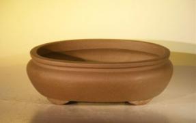 Tan Unglazed Ceramic Bonsai Pot - Oval<br><i>6.5