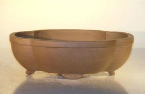 Tan Unglazed Ceramic Bonsai Pot - Lotus Shape<br><i>8