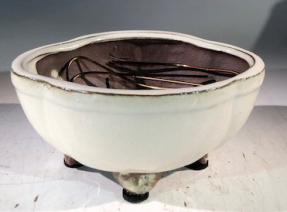 Beige Ceramic Bonsai Pot - Lotus Shaped <br>Professional Series <br><i>6