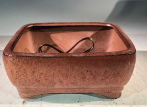 Aztec Orange Ceramic Bonsai Pot - Rectangle <br>Professional Series <br><i>6