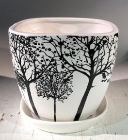 Tree Silhouette Bonsai Pot - Square<br>With Attached Humidity / Drip Tray<br>5