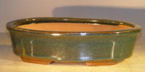 Ceramic Bonsai Pot - Oval Glazed Beige<br>5.0