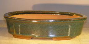 Dark Green Ceramic Bonsai Pot - Oval<br><i>9.25