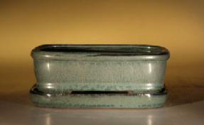 Ceramic Bonsai Pot <br>Glazed Rectangle -  Forest Green<br>6.25