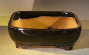Ceramic Bonsai Pot <br>Glazed Rectangle -  Green<br>6.25