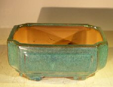 Blue / Green Ceramic Bonsai Pot - Rectangle <br>Professional Series <br>8.0