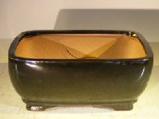 Black Ceramic Bonsai Pot - Rectangle <br>Professional Series <br>8.25