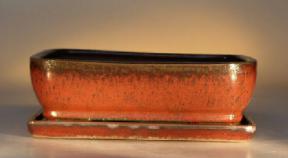 Ceramic Bonsai Pot <br>Glazed Rectangle - Parisian Red<br>8.0