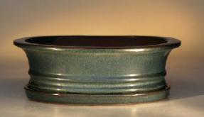 Ceramic Bonsai Pot <br>Glazed Oval - Dark Moss Green<br>10.0