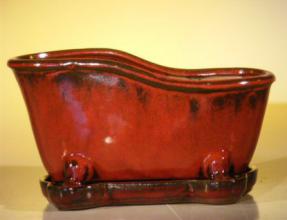 Ceramic Bonsai Pot With Matching Tray<br>10.875