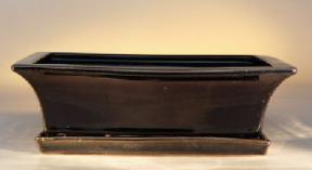 Ceramic Bonsai Pot <br>Glazed Rectangle - Dark Navy Blue<br>10.0