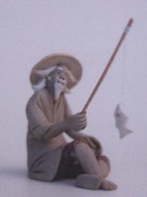 Man Fishing (with fish) Ceramic Figurine - 2