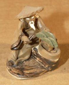 Man Trimming Bonsai Tree Ceramic Figurine - 1 1/2