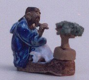 Man with Bonsai Tree Ceramic Figurine - 1 1/2