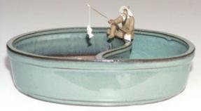 Bonsai Pot Water/Land - Oval Green<br>9