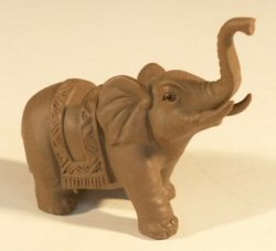 Unglazed Ceramic Elephant Figurine- 4