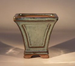 Ceramic Bonsai Pot - Green Tapered Cascade<br>4.5