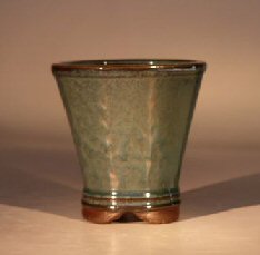 Ceramic Bonsai Pot - Green Round Cascade<br>4.25