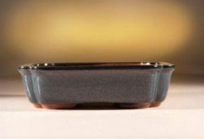 Blue Rectangle Ceramic Bonsai Pot<br>with indented corners<br>10