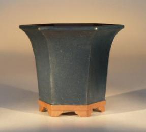 Blue Ceramic Bonsai Pot - Hexagon<br><i>3.75