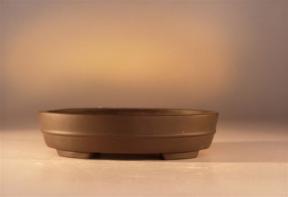 Brown Unglazed Oval Bonsai Pot<br>10.5
