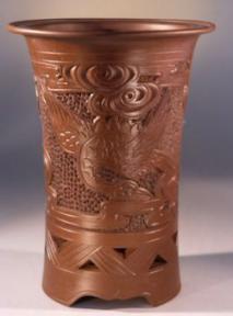 Carved Unglazed Red/Brown Cascade-6.5