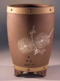 Unglazed Tan/Brown Cascade With Floral Etchings-8.0