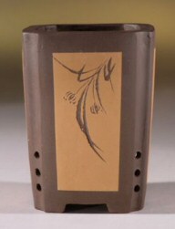 Unglazed Brown/Tan Cascade with Floral Etching-3.5