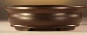 Ceramic Bonsai Pot <br>Unglazed Brown Oval<br>11.5