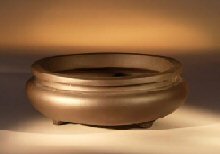 Unglazed Round Ceramic Bonsai Pot<br>9.0