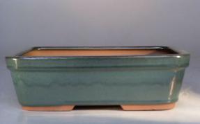 Ceramic Bonsai Pot <br>Glazed Rectangle Green