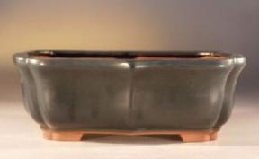 Blue Fluted Oval Ceramic Bonsai Pot<br>12