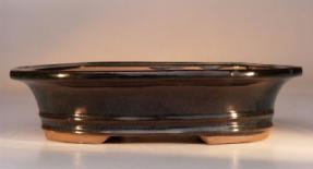 Glazed Oval Blue Bonsai Pot