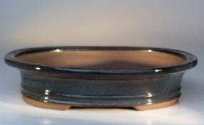 Glazed Oval Blue Bonsai Pot