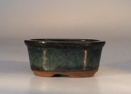 Glazed Oval Green Bonsai Pot