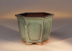 Ceramic Bonsai Pot Hexagon -  Green<br>6